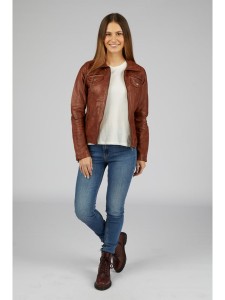 7eleven Skórzana kurtka w kolorze jasnobrązowym rozmiar: 48