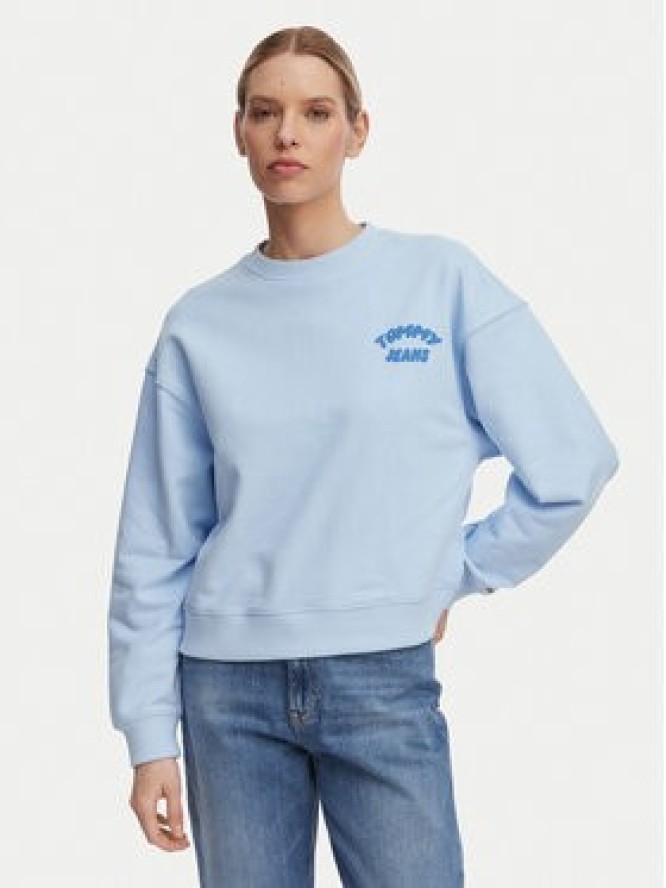 Tommy Jeans Bluza Bubble Logo DW0DW22366 Niebieski jasny Boxy Fit
