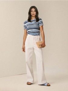 Jeansy wide leg comfort z przeszyciami - biały