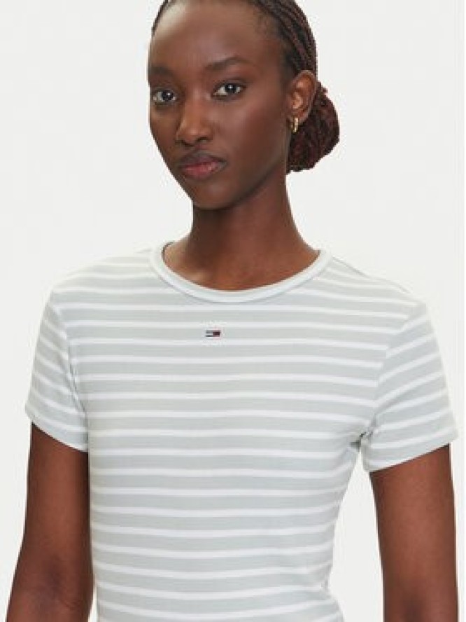 Tommy Jeans T-Shirt Essential DW0DW17383 Zielony Slim Fit