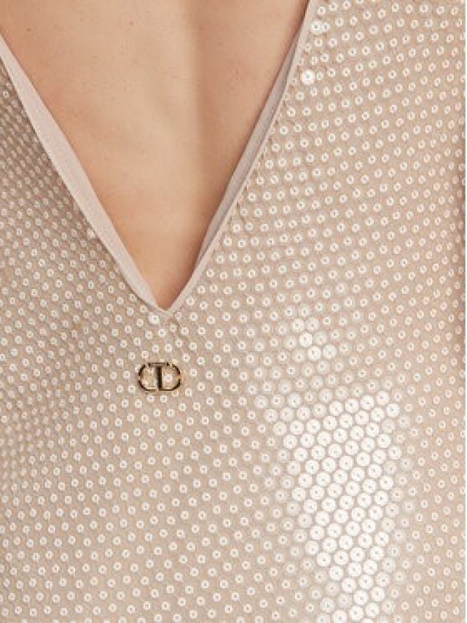 TWINSET Sukienka wieczorowa 251TT2130 Écru Slim Fit