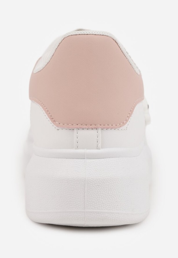 Biało-Różowe Casualowe Sneakersy z Zawieszką Misiem Ulevidia