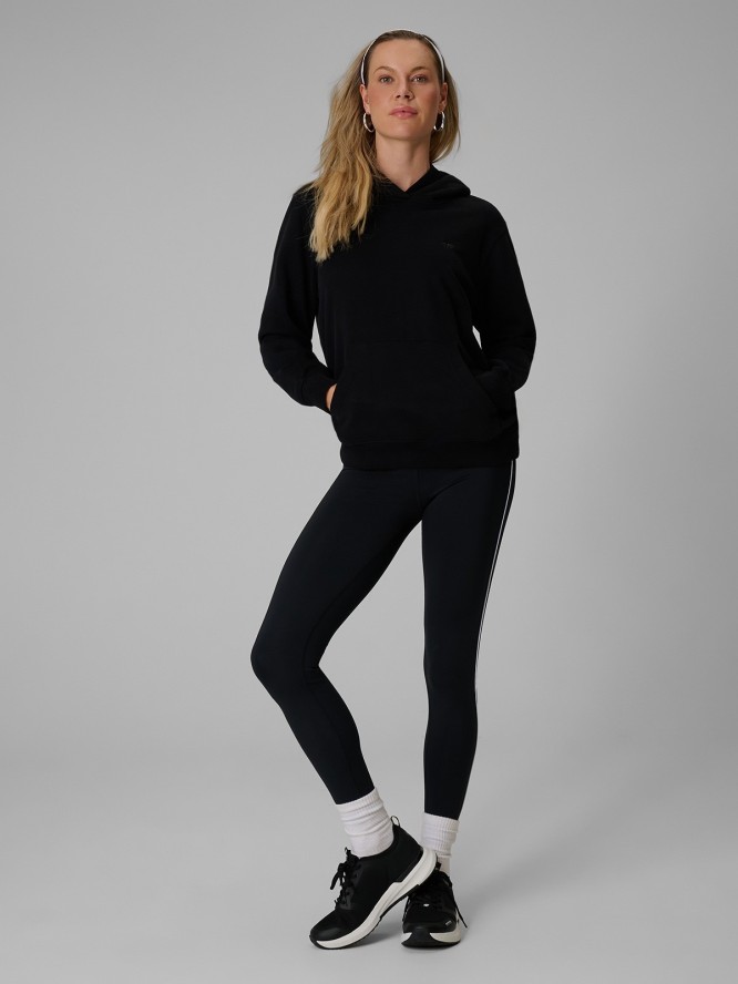 4F Bluza dresowa relaxed z kapturem damska - czarna XS