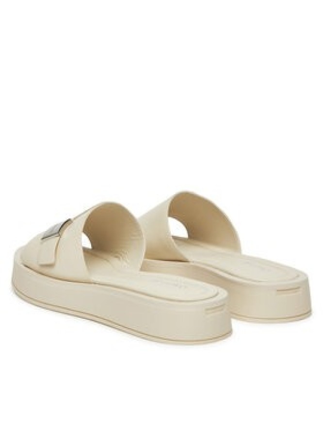 Calvin Klein Klapki Flatform Slide W/Ck Hw - Lth HW0HW02368 Écru