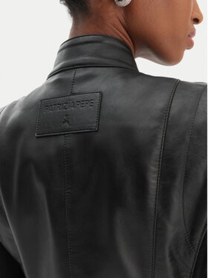 Patrizia Pepe Kurtka skórzana CO0001/L1HZ-K103 Czarny Regular Fit