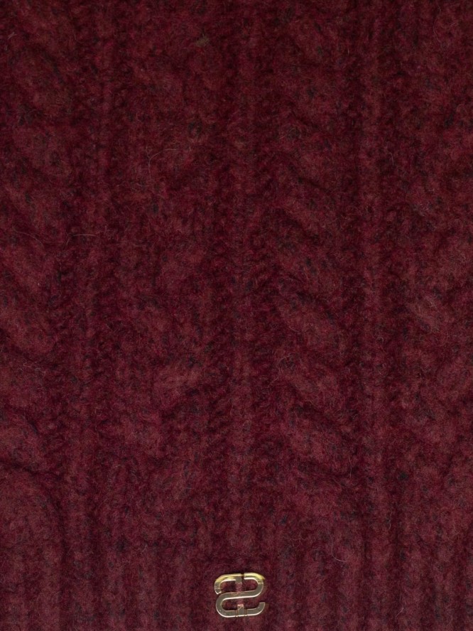 Szalik damski z dekoracyjnym splotem bordowy Caroles 604