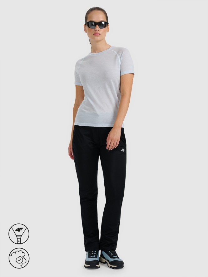 4F Koszulka trekkingowa z wełną merino damska - niebieska XS