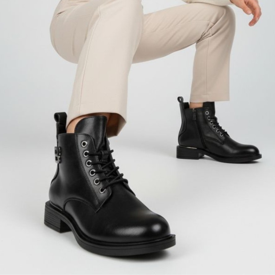 Czarne Botki Vinceza Klasyczne Buty Damskie