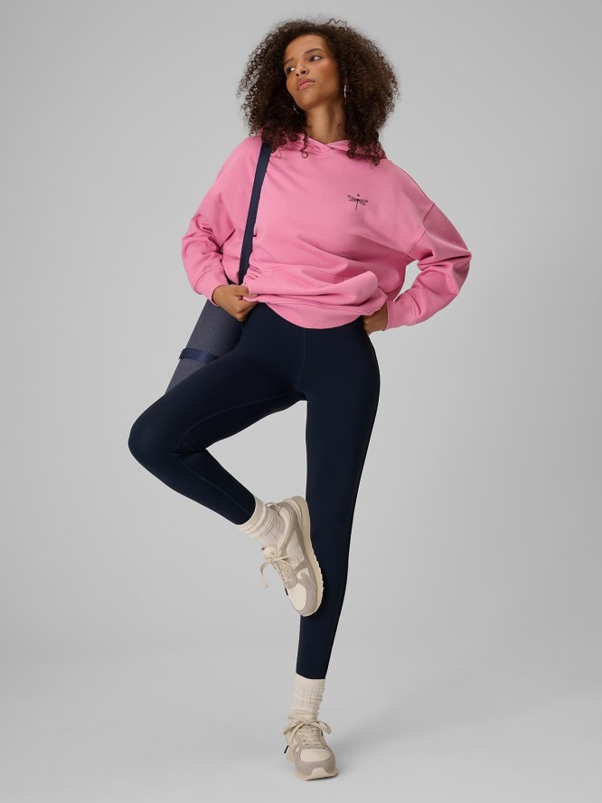 4F Bluza dresowa loose z kapturem damska - różowa M