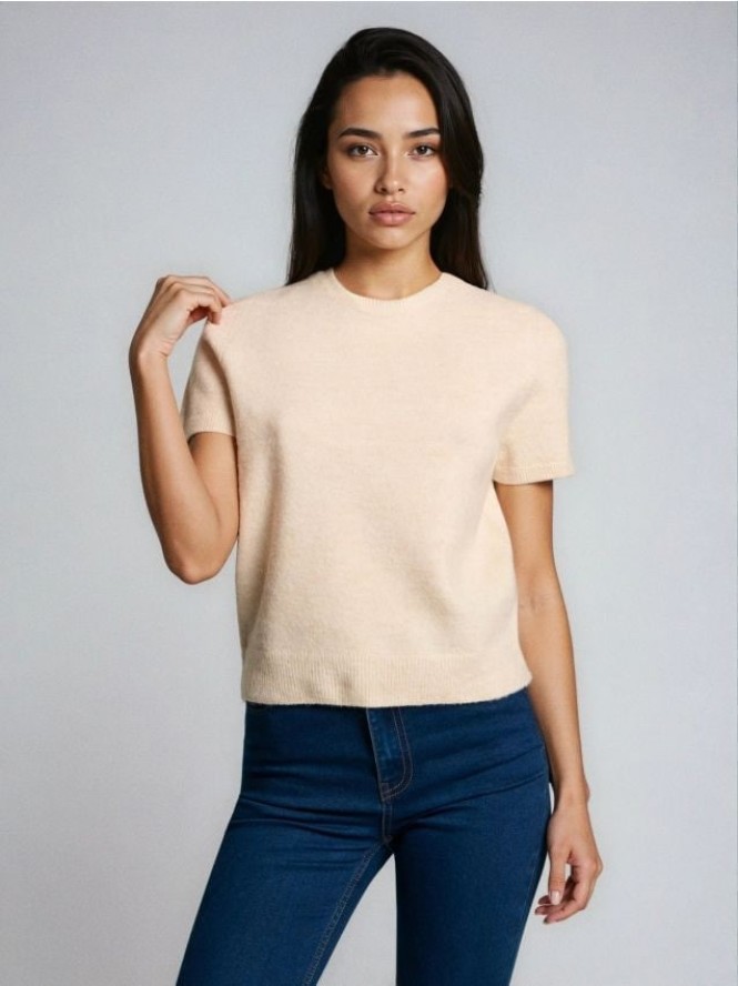 Bluzka swetrowa z domieszką wełny - beżowy