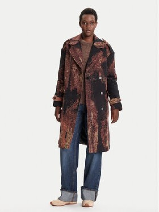 Desigual Płaszcz przejściowy Brushed Lacroix 25WWEW05 Brązowy Loose Fit
