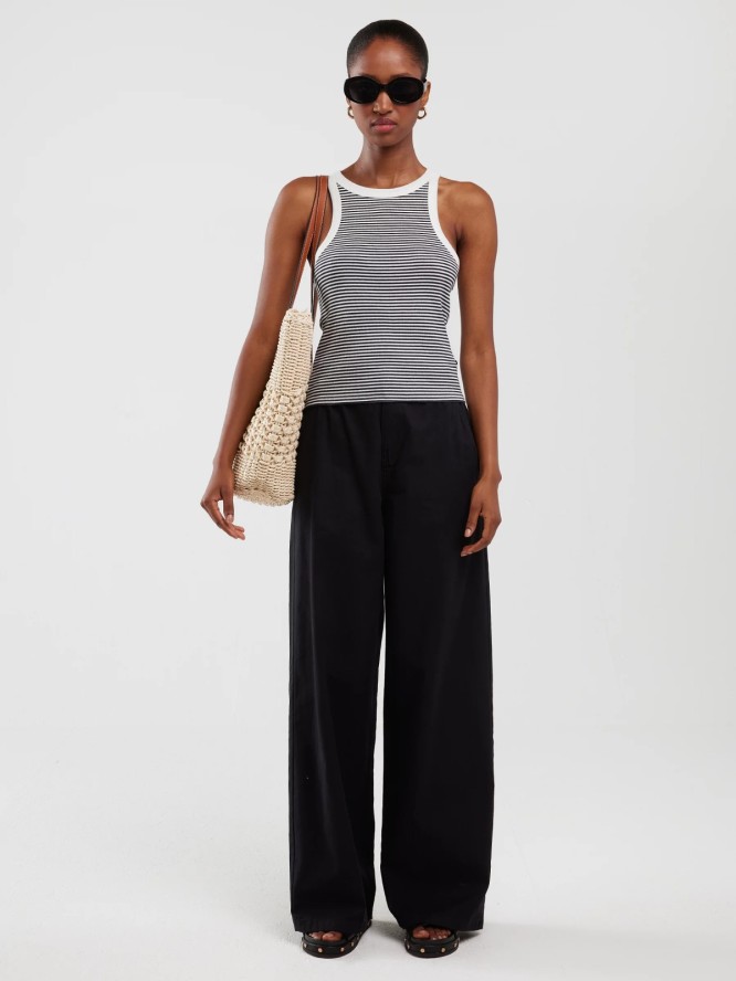 Koszulka damska na ramiączkach w prążek biało-granatowa Livia 403