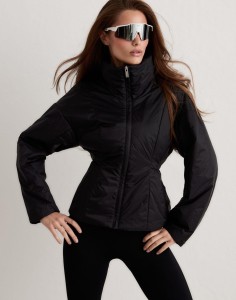 Damska kurtka pikowana, hydrofobowa High Neck Contour czarna