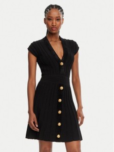 Balmain Sukienka dzianinowa DF0R7086KH64 Czarny Regular Fit