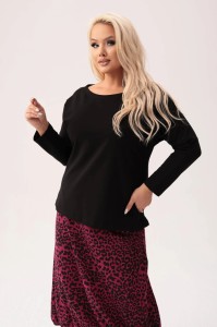 Czarna dresowa bluzka Karina - wygoda i moda na co dzień PLUS SIZE XXL
