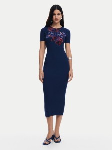 Desigual Sukienka codzienna 25SWVF13 Granatowy Slim Fit