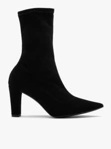 Czarne elastyczne botki na grubej szpilce