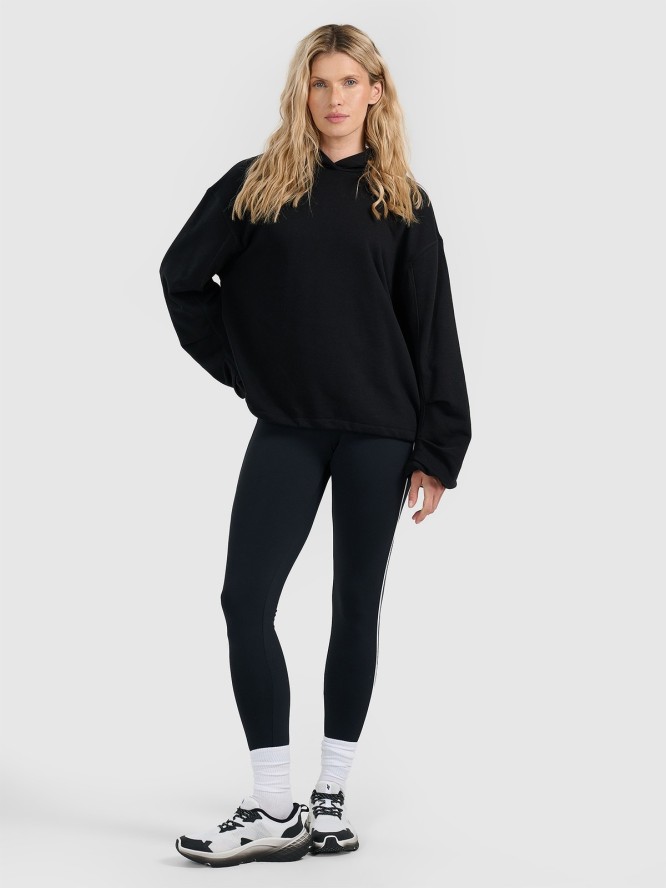 4F Bluza dresowa nierozpinana z kapturem damska - czarna M