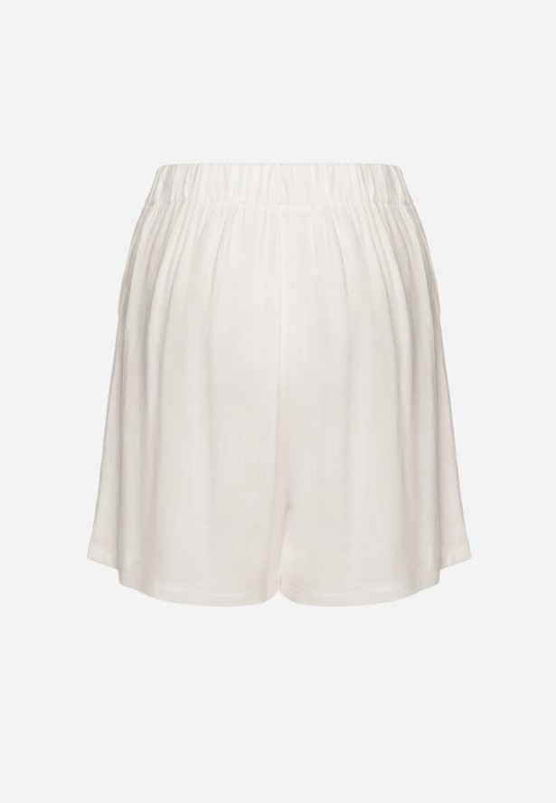 Białe Spódnico-Spodenki z Lnem Zdobione Zakładką Salloril