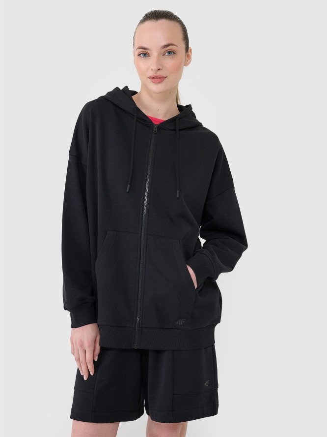 4F Bluza dresowa rozpinana z kapturem damska - czarna L