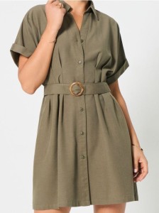 Sukienka z zapięciem na guziki - khaki