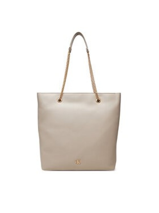 Calvin Klein Torebka Minimal Monogram Chain Tote LV04F3204G Beżowy