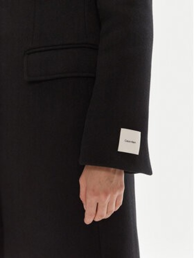 Calvin Klein Płaszcz wełniany LV044D558G Czarny Slim Fit