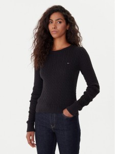Tommy Jeans Sweter Cable Essential DW0DW22165 Czarny Regular Fit