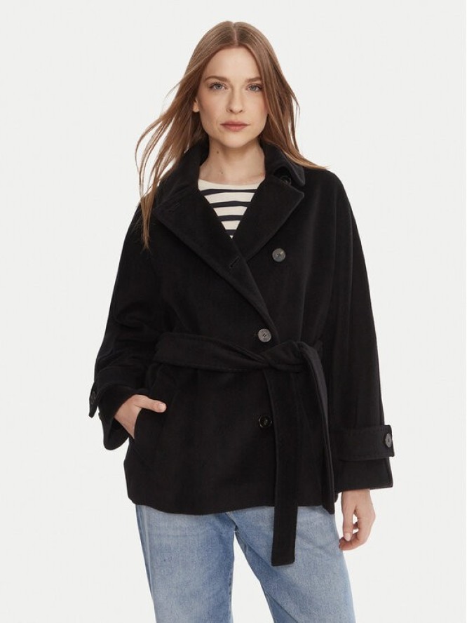 Marella Płaszcz wełniany Dovere 2523086112 Czarny Regular Fit