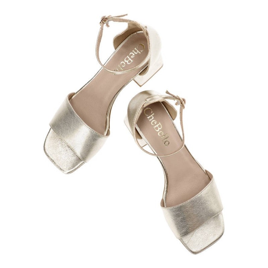 Złote Sandały Chebello Eleganckie Obuwie Damskie