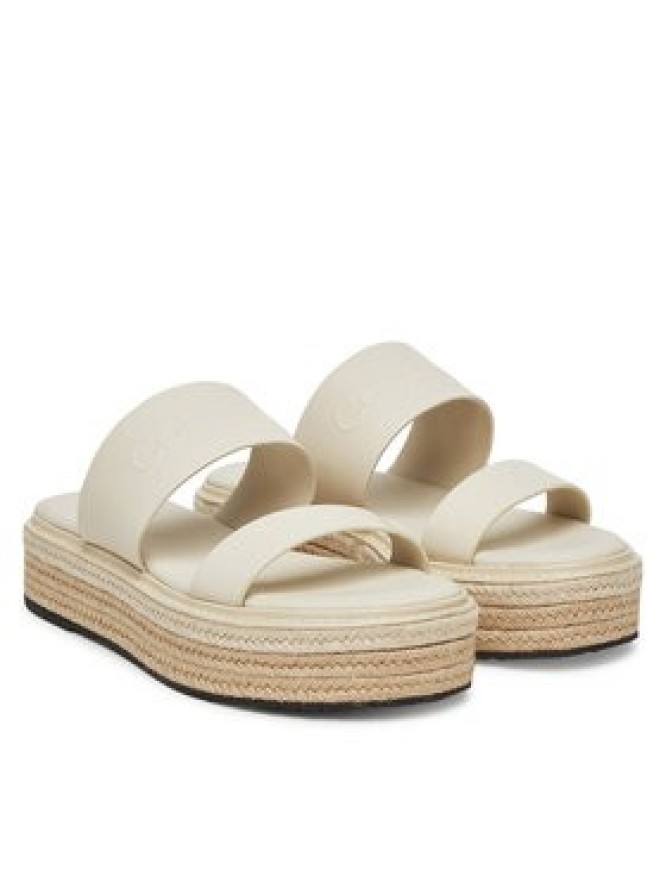 Calvin Klein Espadryle Flatform Wedge Slide - He HW0HW02374 Écru