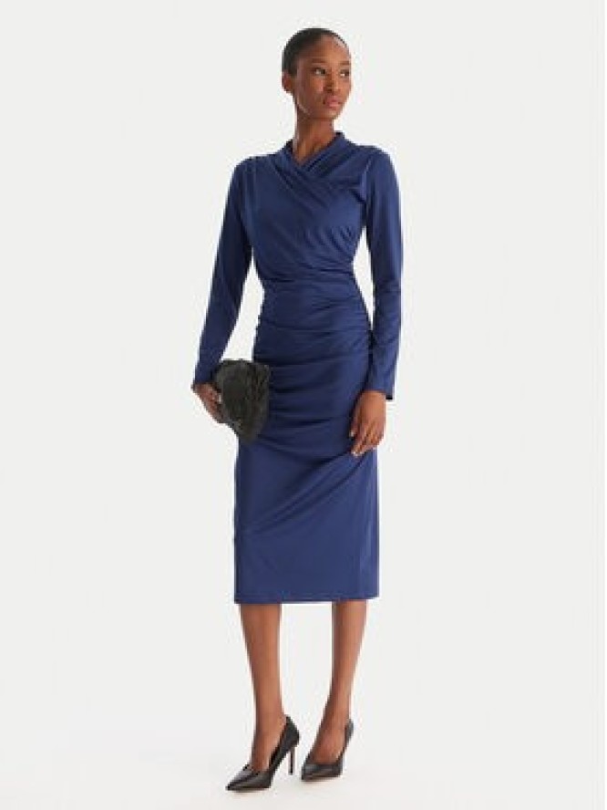 ACCESS FASHION Sukienka koktajlowa 54-3040-225 Granatowy Slim Fit