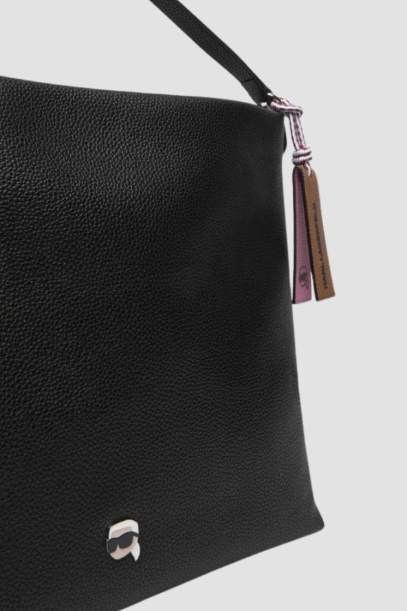 KARL LAGERFELD Czarna shopperka damska Ikon Pebble Hobo