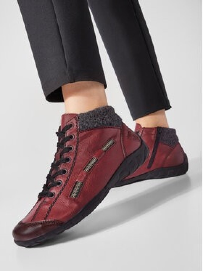 Rieker Trzewiki L6543-35 Bordowy