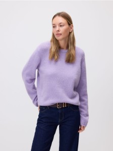 Sweter z dodatkiem wełny - lawendowy