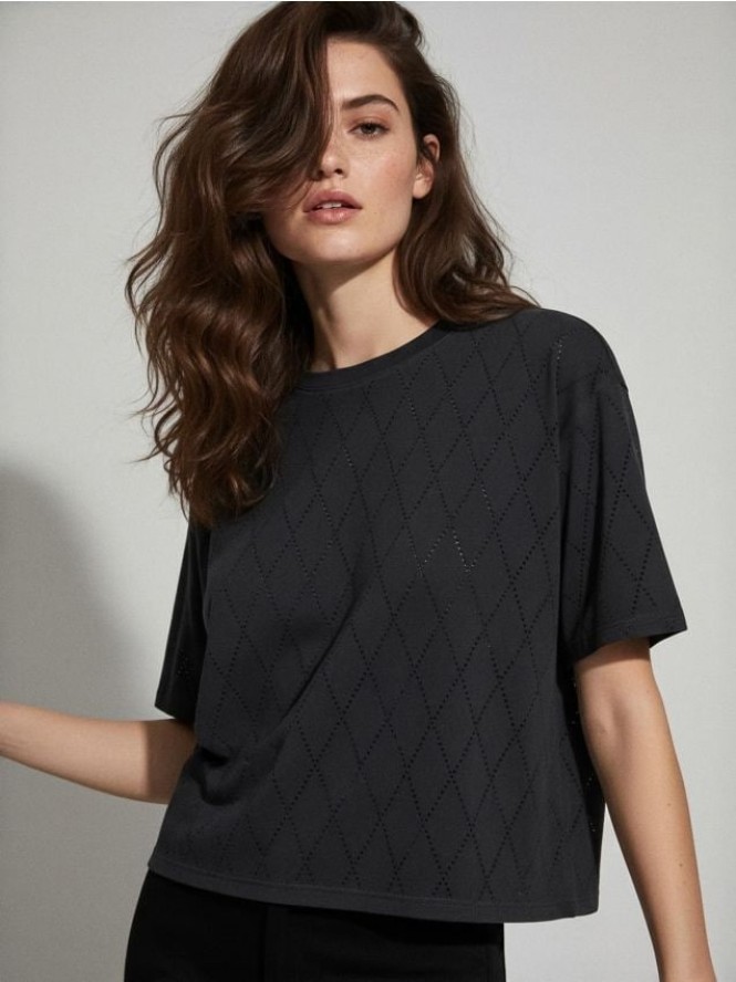 Bawełniana koszulka z krótkim rękawem - szary