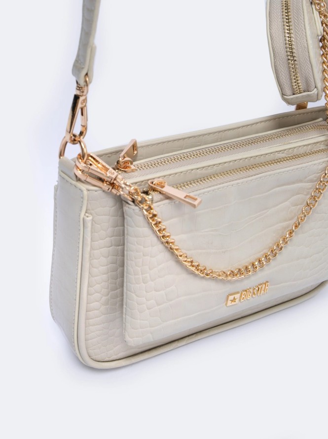 Torebka damska multibag o strukturze krokodyla kremowa Uteri 102