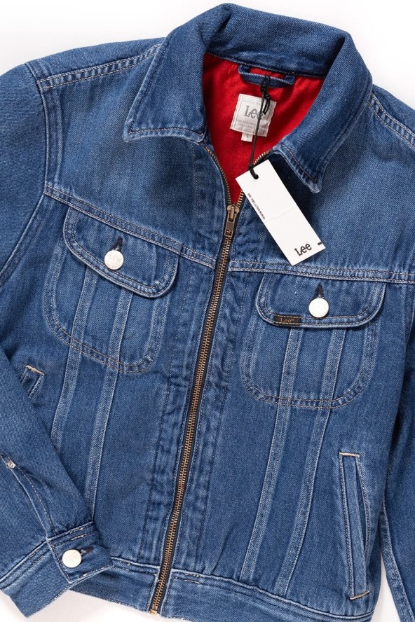 DAMSKA KURTKA JEANSOWA LEE ZIP CROPPED RIDER BELLEVILLE L54DGGMI 112112767