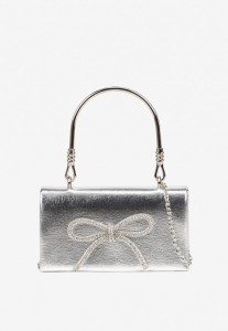 Srebrna Torebka Kopertówka Vices z Uchwytem i Łańcuszkiem na Ramię Janesce