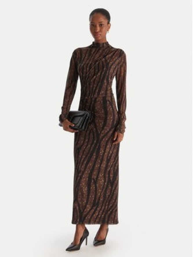 ACCESS FASHION Sukienka koktajlowa 54-3352-0006 Brązowy Slim Fit