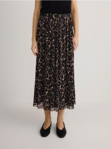 Plisowana spódnica z paskiem - wielobarwny