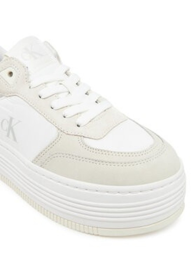 Calvin Klein Jeans Sneakersy Bold Flatf Low Lace Mix YW0YW01742 Biały