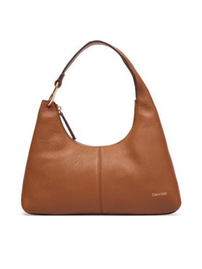 Calvin Klein Torebka Slouchy Leather Shoulder Bag LV04F3657G Brązowy jasny