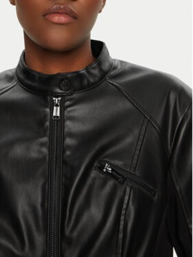 Guess Kurtka skórzana W4YL04 WE480 Czarny Regular Fit