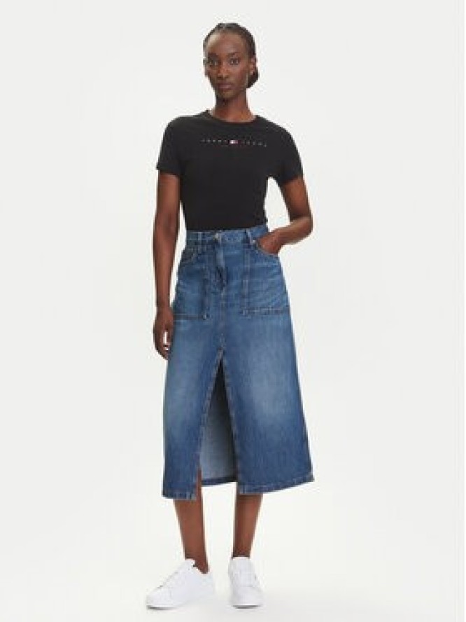 Tommy Jeans T-Shirt Linear DW0DW21422 Czarny Slim Fit