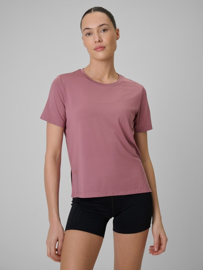 4F Koszulka treningowa loose szybkoschnąca damska - beżowa XS