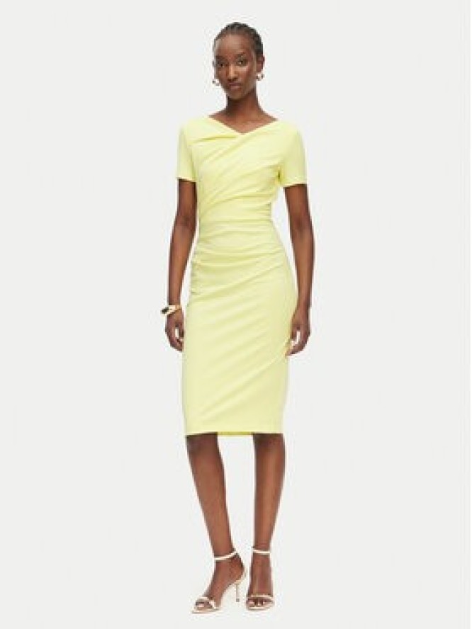 Rinascimento Sukienka koktajlowa CFC0129420003 Żółty Slim Fit