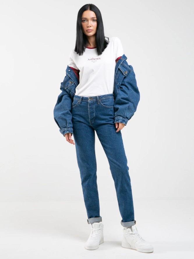 Jeansy damskie z kolekcji Authentic granatowe Authentic 500