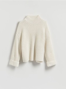 Sweter z wełną - złamana biel