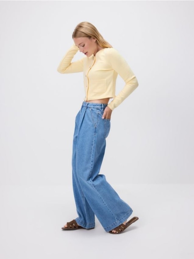 Jeansy wide leg - niebieski